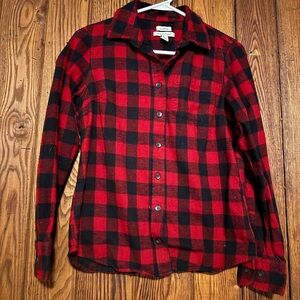 L.L. Bean Red and Black Plaid Flannel Shirt